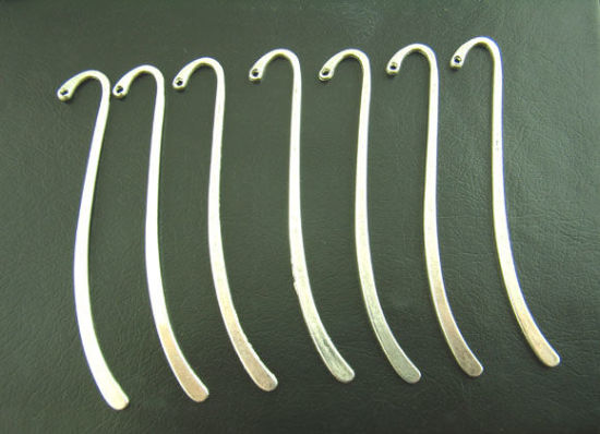 Picture of 15PCs Silver Plated Bookmark Findings With Loop 8.7cm(3 3/8") - 8.6cm(3 3/8") long 
