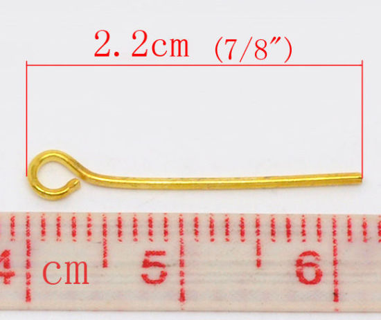 Picture of Alloy Eye Pins Gold Plated 22mm( 7/8") long, 0.7mm (21 gauge), 700 PCs
