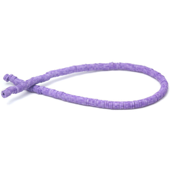 Immagine di Argilla Katsuki Perline Tondo Colore Viola Circa 5mm Dia, Foro: Circa 1.7mm, lunghezza: 40.5cm - 40cm, 3 Fili (Circa 330 - 350 Pezzi/Treccia)
