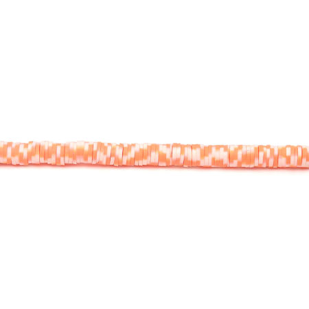 Picture of Polymer Clay Katsuki Beads Heishi Beads Disc Beads Round Orange About 5mm Dia, Hole: Approx 1.7mm, 40.5cm(16") - 40cm(15 6/8") long, 3 Strands (Approx 330 - 350 PCs/Strand)