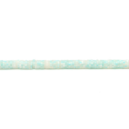 Picture of Polymer Clay Katsuki Beads Heishi Beads Disc Beads Round Light Blue About 6mm Dia, Hole: Approx 1.7mm, 40.5cm(16") - 40cm(15 6/8") long, 3 Strands (Approx 330 - 350 PCs/Strand)