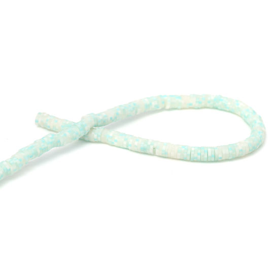 Immagine di Argilla Katsuki Perline Tondo Blu Chiaro Circa 6mm Dia, Foro: Circa 1.7mm, lunghezza: 40.5cm - 40cm, 3 Fili (Circa 330 - 350 Pezzi/Treccia)