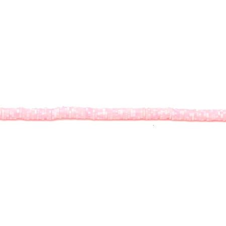 Polymer Clay Katsuki Beads Heishi Beads Disc Beads Round Light Pink About 6mm Dia, Hole: Approx 1.7mm, 40.5cm(16") - 40cm(15 6/8") long, 3 Strands (Approx 330 - 350 PCs/Strand)