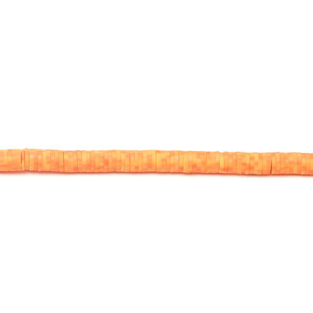 Picture of Polymer Clay Katsuki Beads Heishi Beads Disc Beads Round Orange About 6mm Dia, Hole: Approx 1.7mm, 40.5cm(16") - 40cm(15 6/8") long, 3 Strands (Approx 330 - 350 PCs/Strand)