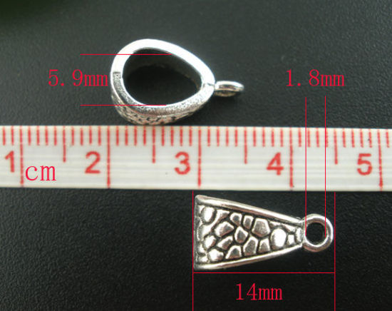 Picture of Zinc Based Alloy European Style Bail Beads Triangle Spot Antique Silver Color 14mm x 7mm, 50 PCs