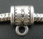 Picture of Zinc Based Alloy European Style Bail Beads Cylinder Carved Pattern Antique Silver Color 8mm x 6mm, 100 PCs