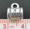 Picture of Zinc Based Alloy European Style Bail Beads Cylinder Carved Pattern Antique Silver Color 8mm x 6mm, 100 PCs