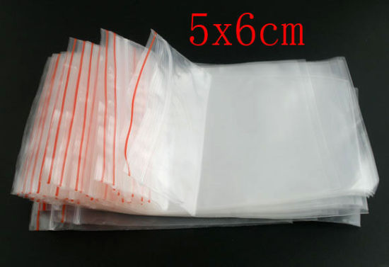 Image de Sachet Pochette à Fermeture Zip en Plastique Rectangle Transparent (Espace Utilisable: 6cm x 5cm) 7cm x 5cm, 500 PCs