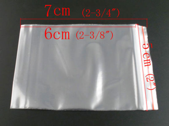 Picture of Plastic Zip Lock Bags Rectangle Transparent (Useable Space: 6cm x 5cm) 7cm x5cm(2 6/8" x2"), 500 PCs