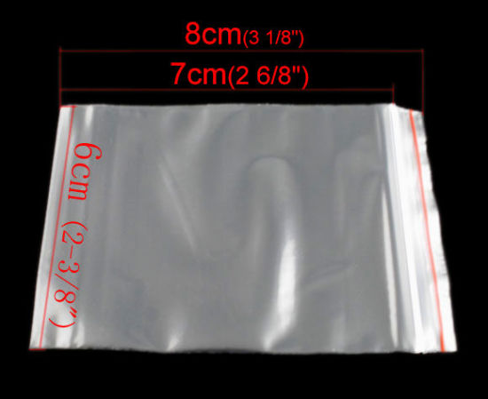 Image de Sachet Pochette à Fermeture Zip en Plastique Rectangle Transparent (Espace Utilisable: 7cm x 6cm) 8cm x 6cm, 500 PCs