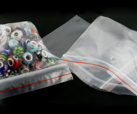 Picture of Plastic Zip Lock Bags Rectangle Transparent (Useable Space: 7cm x 6cm) 8cm x6cm(3 1/8" x2 3/8"), 500 PCs