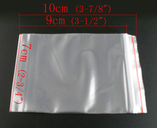 Picture of Plastic Zip Lock Bags Rectangle Transparent (Useable Space: 9cm x 7cm) 7cm x10cm(2 6/8" x3 7/8"), 500 PCs