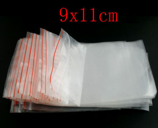 Picture of Plastic Zip Lock Bags Rectangle Transparent (Useable Space: 12cm x 9cm) 13.5cm x9cm(5 3/8" x3 4/8"), 500 PCs