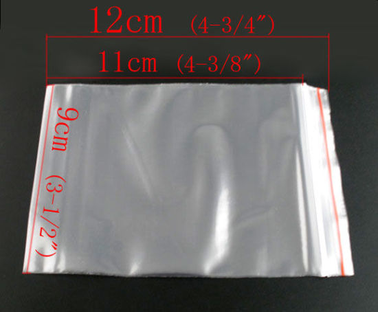 Picture of Plastic Zip Lock Bags Rectangle Transparent (Useable Space: 12cm x 9cm) 13.5cm x9cm(5 3/8" x3 4/8"), 500 PCs