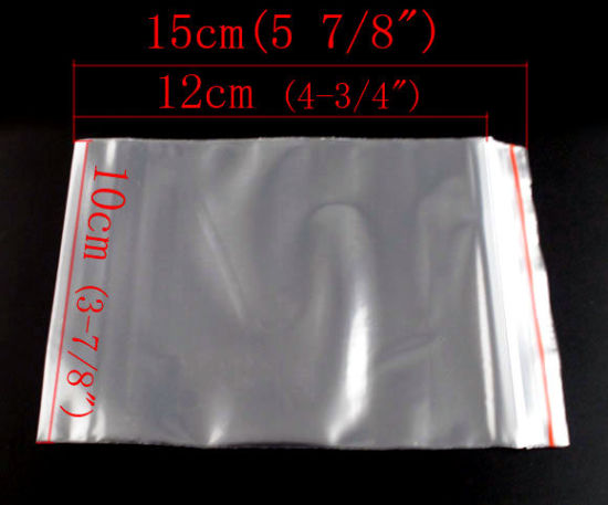 Image de Sachet Pochette à Fermeture Zip en Plastique Rectangle Transparent (Espace Utilisable: 14cm x 10cm) 15cm x 10cm, 100 PCs