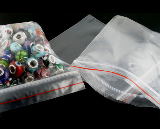 Picture of Plastic Zip Lock Bags Rectangle Transparent (Useable Space: 14cm x 10cm) 15cm x 10cm(5 1/8" x3 7/8"), 100 PCs