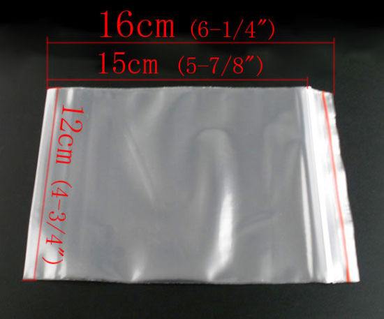 Image de Sachet Pochette à Fermeture Zip en Plastique Rectangle Transparent (Espace Utilisable: 16cm x 12cm) 17cm x 12cm, 100 PCs