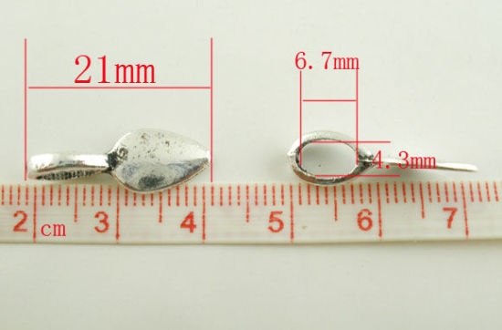 Bild von Antiksilber Blatt Perlen Charms Anhänger 21x8mm.Verkauft eine Packung mit 50