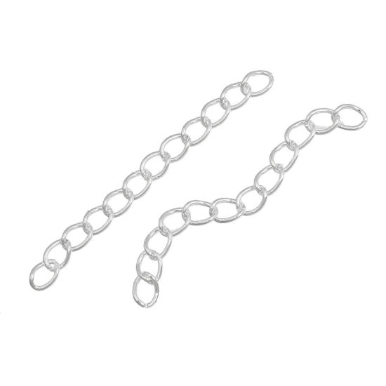 Image de Chaîne Maille Cheval d'Extension pour Collier Bracelet en Alliage de Fer Argenté 5cm, 100 Pcs