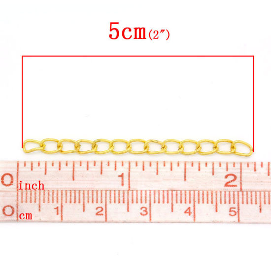 Image de Chaînes d'Extension pour Collier Bracelet en Alliage de Zinc Doré 50mm x 4mm, 100 Pcs