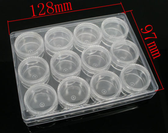 Image de Boîte de Rangement en Acrylique Rond Transparent 12.8cm x 9.7cm, 1 Kit (12 PCs/Kit)