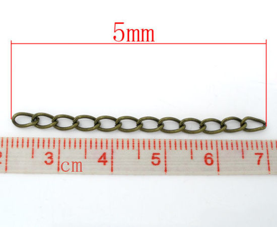 Bild von Eisenlegierung Verlängerungskette Extender Kette Für Halskette oder Armband Bronzefarbe 5cm lang, 4mm x 5mm, 100 Strange