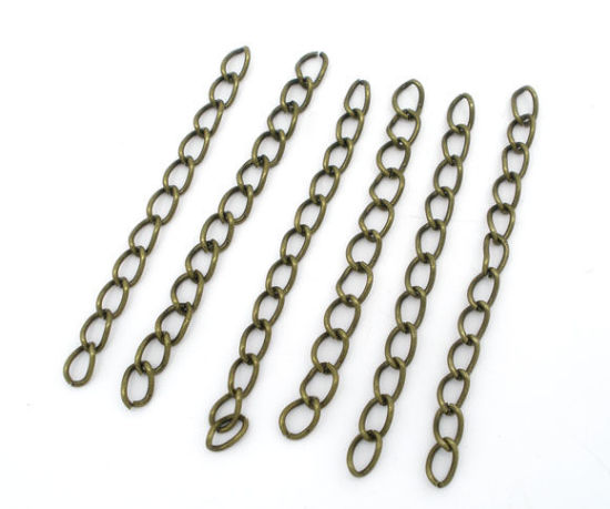 Image de Chaînes d'Extension pour Collier Bracelet en Alliage de Fer Bronze Antique 5cm long, 100 Pièces