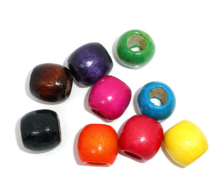 Natural Wood Beads Barrel At Random Mixed About 17mm x 16mm, Hole: Approx 8mm, 50 PCs