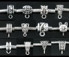 Bild von Bügelperlen aus Zinklegierung im europäischen Stil, nach dem Zufallsprinzip gemischt, Farbe Antiksilber, 12 mm x 6 mm - 15 mm x 10 mm, 100 Stück