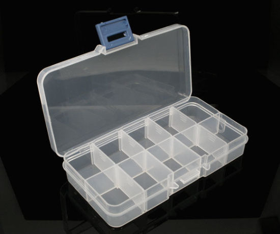Bild von Plastik Einstellbar Perlenbox Sortierbox Rechteck Transparent 13cm x 7cm 1 Stück (10 Fächer)
