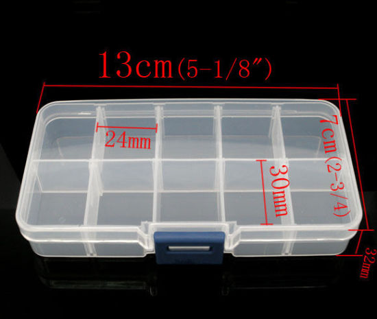 Изображение Коробка для Хранения или Выставки Бусины Акрил 13cmx7cm Прозрачный,Проданные 1шт/уп (10 Отсеки)