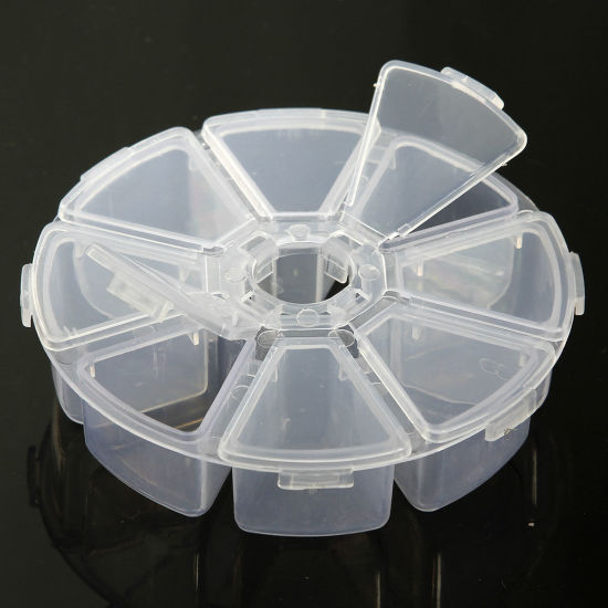 Bild von Plastik Einstellbar Perlenbox Sortierbox Rund Transparent 11mm D 1 Stück (8 Fächer)