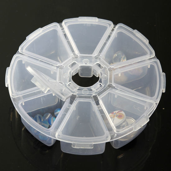 Изображение Коробка для Хранения или Выставки Бусины Пластик 11cm Прозрачный,Проданные 1шт/уп (8 Отсеки)
