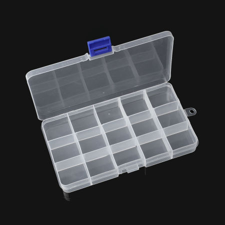 Immagine di ABS Contenitori Rettangolo Trasparente 18cm x 10.5cm, 1 Pz (15 Compartments)