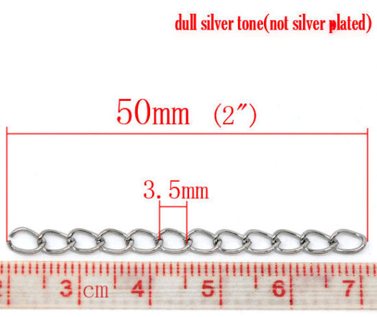 Picture of 100 Silver Tone Extended&Extension Jewelry Chains/Tail Extender 50x3mm