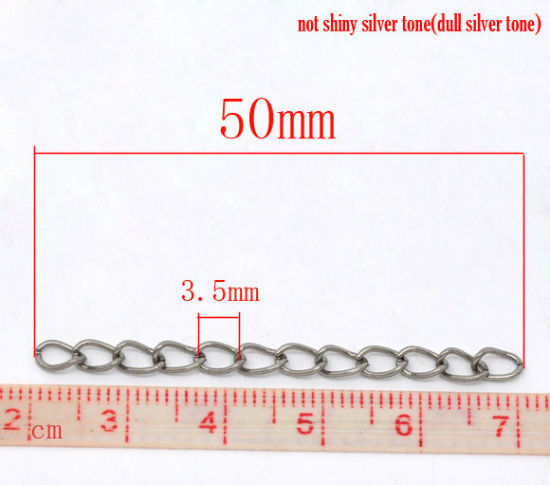 Bild von Silberfarbe Kettenverlängerung Verlängerungskette 50x3.5mm.Verkauft eine Packung mit 100