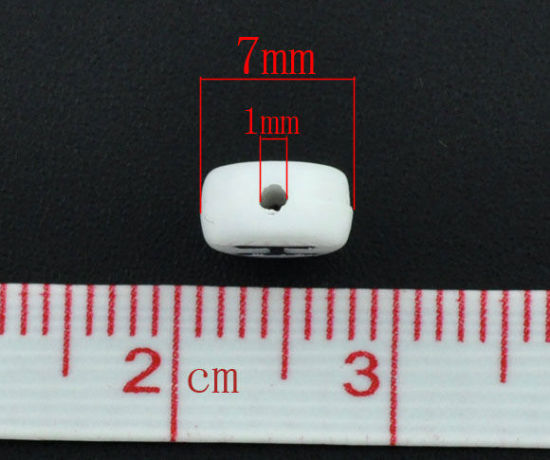 Imagen de Cuentas Acrílico de Plano Redondo,Blanco,Letra H 7mm Diámetro, Agujero: acerca de 1mm, 500 Unidades