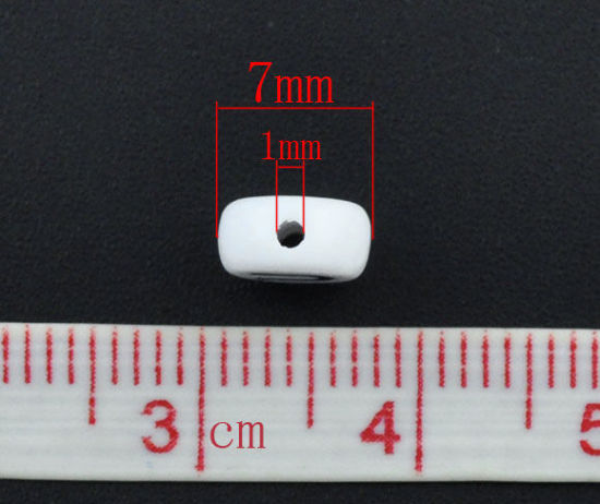 Immagine di Acrilato Separatori Perline Tondo Piatto Bianco Misto Lettera Disegno "A-Z" Circa 7mm Dia, Foro: Circa 1mm, 520 Pz
