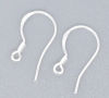 Picture of White Copper Ear Wire Hooks Earring Findings Silver Plated 19mm x 18mm, Post/ Wire Size: (22 gauge), 100 PCs