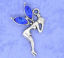 Picture of Zinc Based Alloy Pendants Antique Silver Color Fairy Blue Rhinestone 32mm x 20mm, 20 PCs