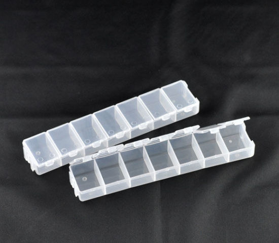 Bild von Plastik Perlenbox Sortierbox Rechteck Transparent 15.8cmx3.4cm 6 Stück (7 Fächer/Stück)