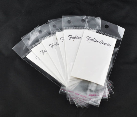 Bild von Papier & Plastik Schmuckkarten für Ohrringe Rechteck Weiß 8.8cmx5cm 15cmx6cm 100 Sets