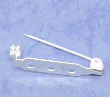 Picture of Iron Based Alloy Pin Brooches Findings Rectangle Silver Plated 27mm x 5mm, 100 PCs