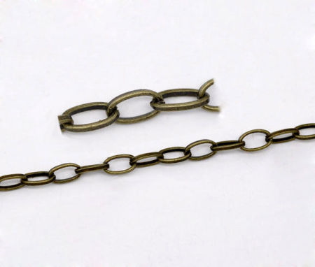 Alloy Open Link Cable Chain Findings Antique Bronze 8x4.5mm(3/8"x1/8"), 10 M