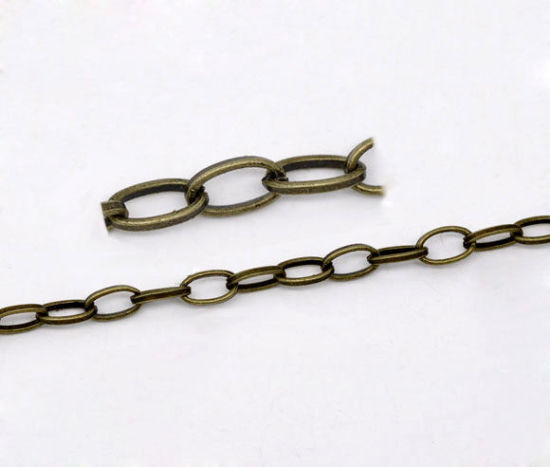 Image de Chaîne Maille Forçat Ouvert en Alliage Bronze Antique 8x4.5mm, 10 M