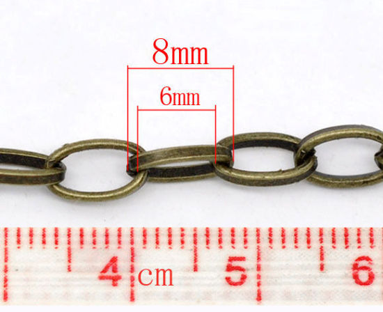 Image de Chaîne Maille Forçat Ouvert en Alliage Bronze Antique 8x4.5mm, 10 M