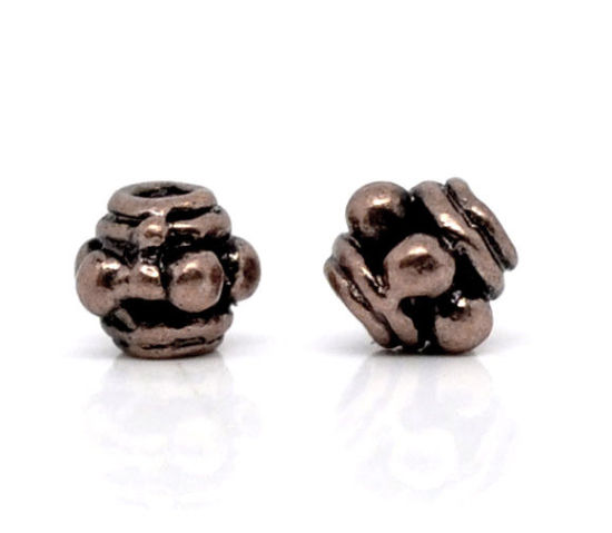 Immagine di Lega di Zinco Perle di Semi Lanterna Ossido di Rame Modello Disegno Circa 3.5mm x 3.5mm, Foro:Circa 0.7mm, 300 Pz