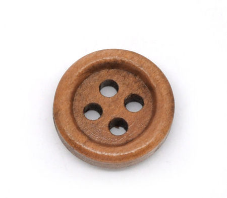 Image de Bouton de Couture en Bois Naturel 4 Trous Rond Café 15mm Dia, 150 PCs