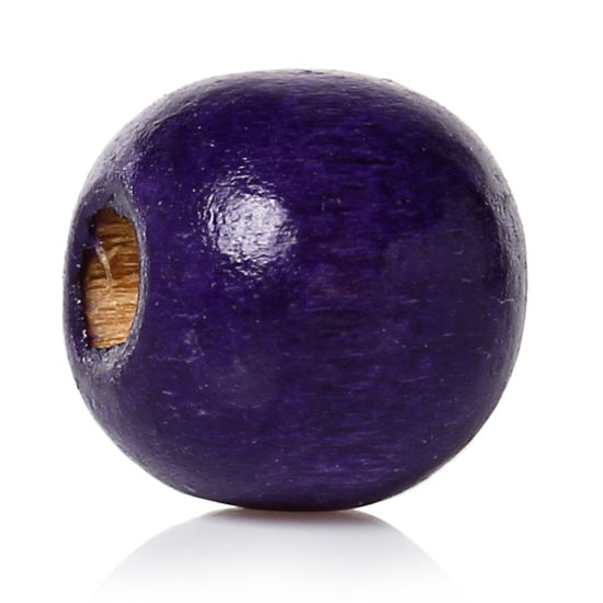 Picture of Natural Wood Spacer Beads Round Violet About 10mm x 9mm, Hole: Approx 3mm, 200 PCs