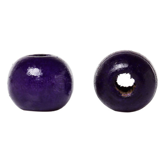 Picture of Natural Wood Spacer Beads Round Violet About 10mm x 9mm, Hole: Approx 3mm, 200 PCs